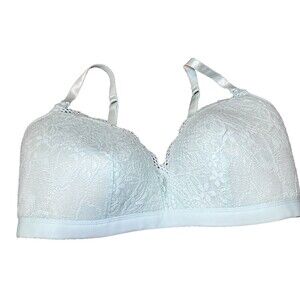 Motherhood Maternity Mia Nursing Bra Size Large Mint Green Lace Wireless Clip